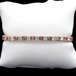Rose Gold Vermeil Champagne & Clear Cubic Zirconia Tennis Bracelet
